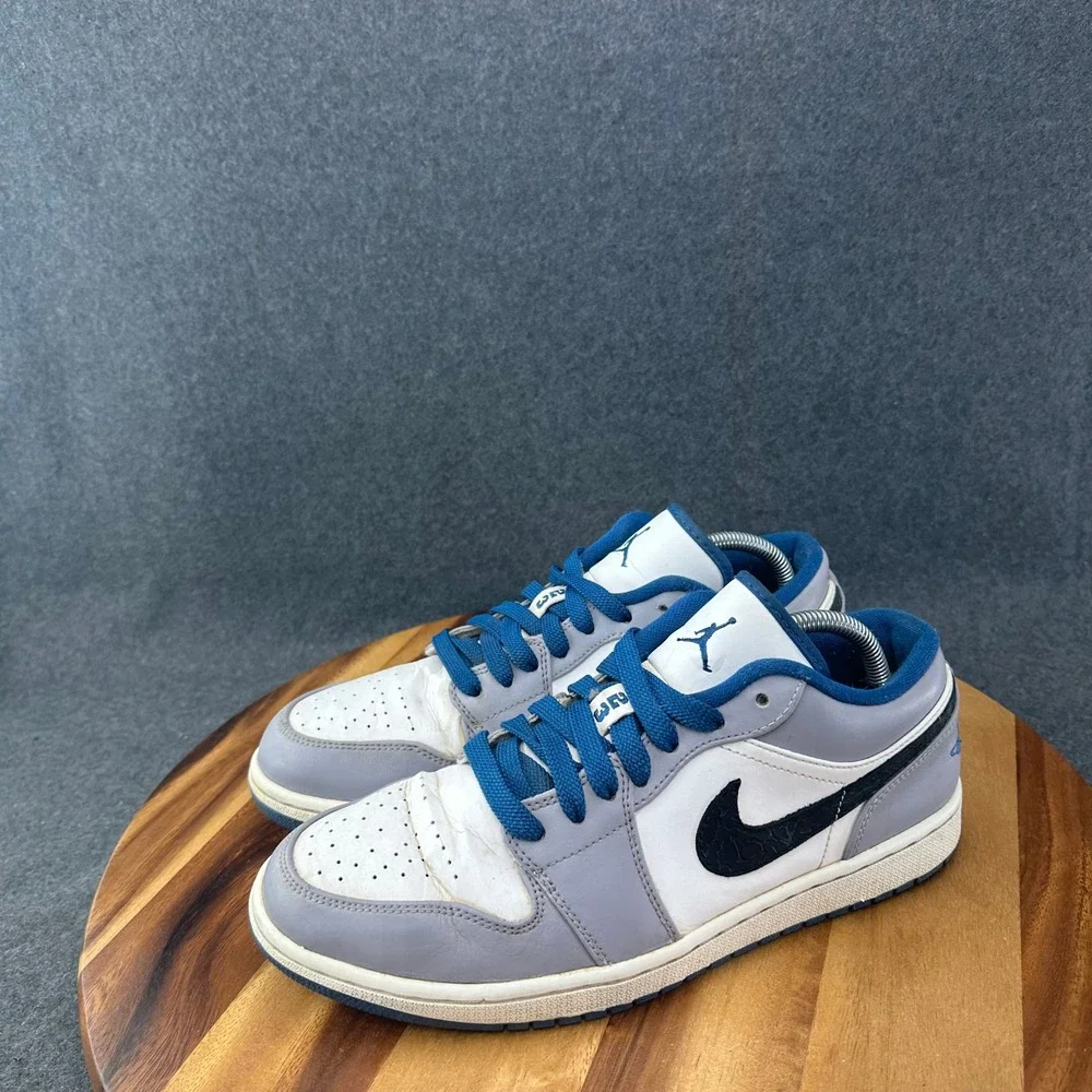 Nike Air Jordan 1 Low Cement True Blue 553558-103 Men's Athletic Sneakers 10.5